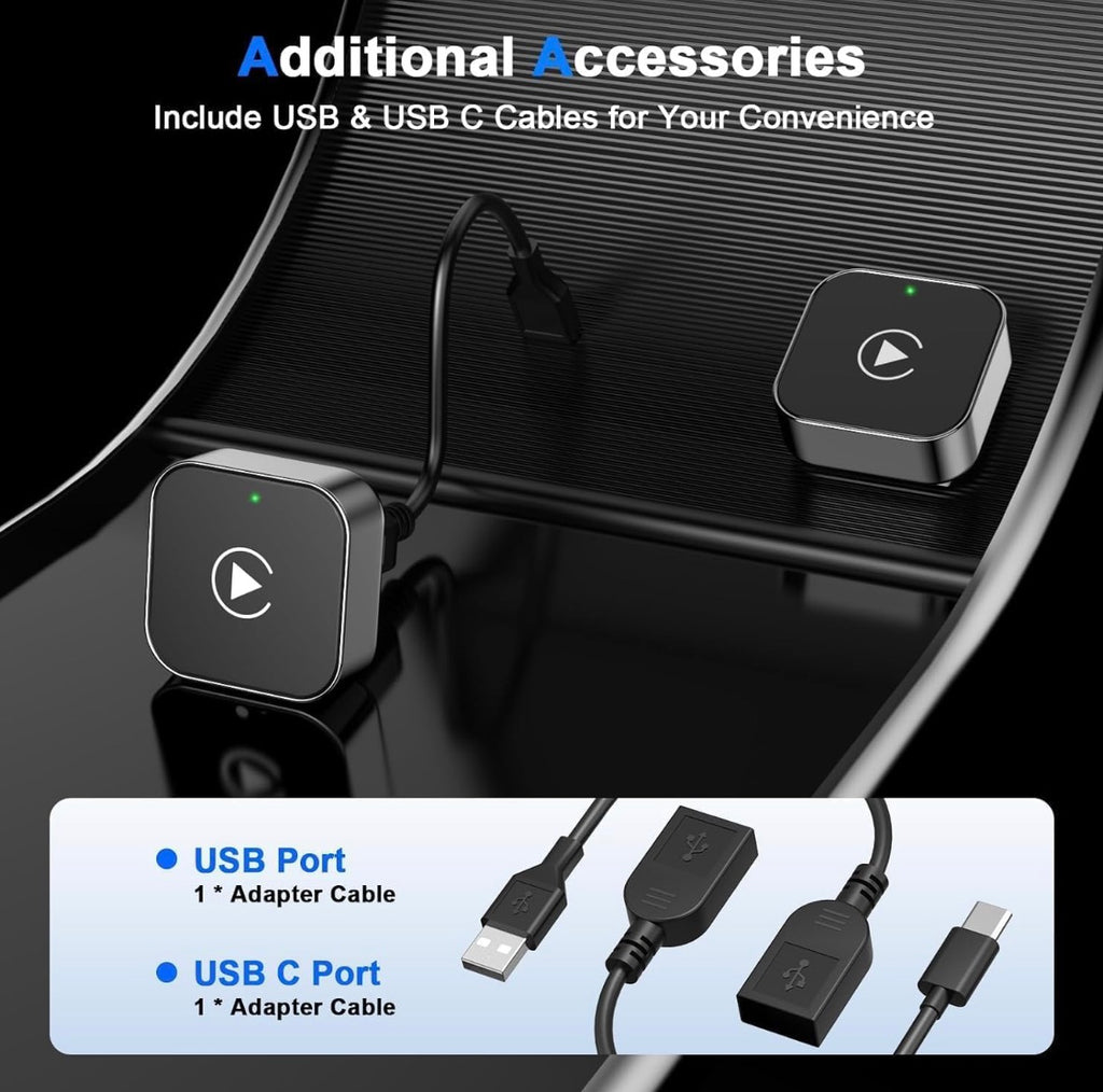 2025 Upgraded Wireless CarPlay Adapter,Effortlessly Convert Wired to Wireless CarPlay,Suitable for cars with carplay,Compatible with iPhone iOS 10+ & Android Auto,Mini&Stable Car Play Wireless Adapter