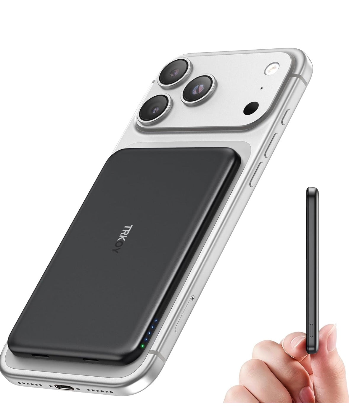 For Magsafe Power Bank,Ultra-Slim Wireless Portable Charger,5000mAh Magnetic Power Bank Fast Charging with USB-C,Portable Phone Charger Compatible with iPhone 17/16/15/14/13/12 Series,Midnight Black