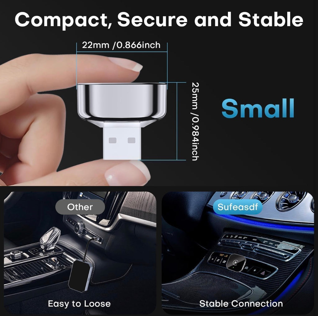 2025 Upgraded Wireless CarPlay Adapter,Effortlessly Convert Wired to Wireless CarPlay,Suitable for cars with carplay,Compatible with iPhone iOS 10+ & Android Auto,Mini&Stable Car Play Wireless Adapter