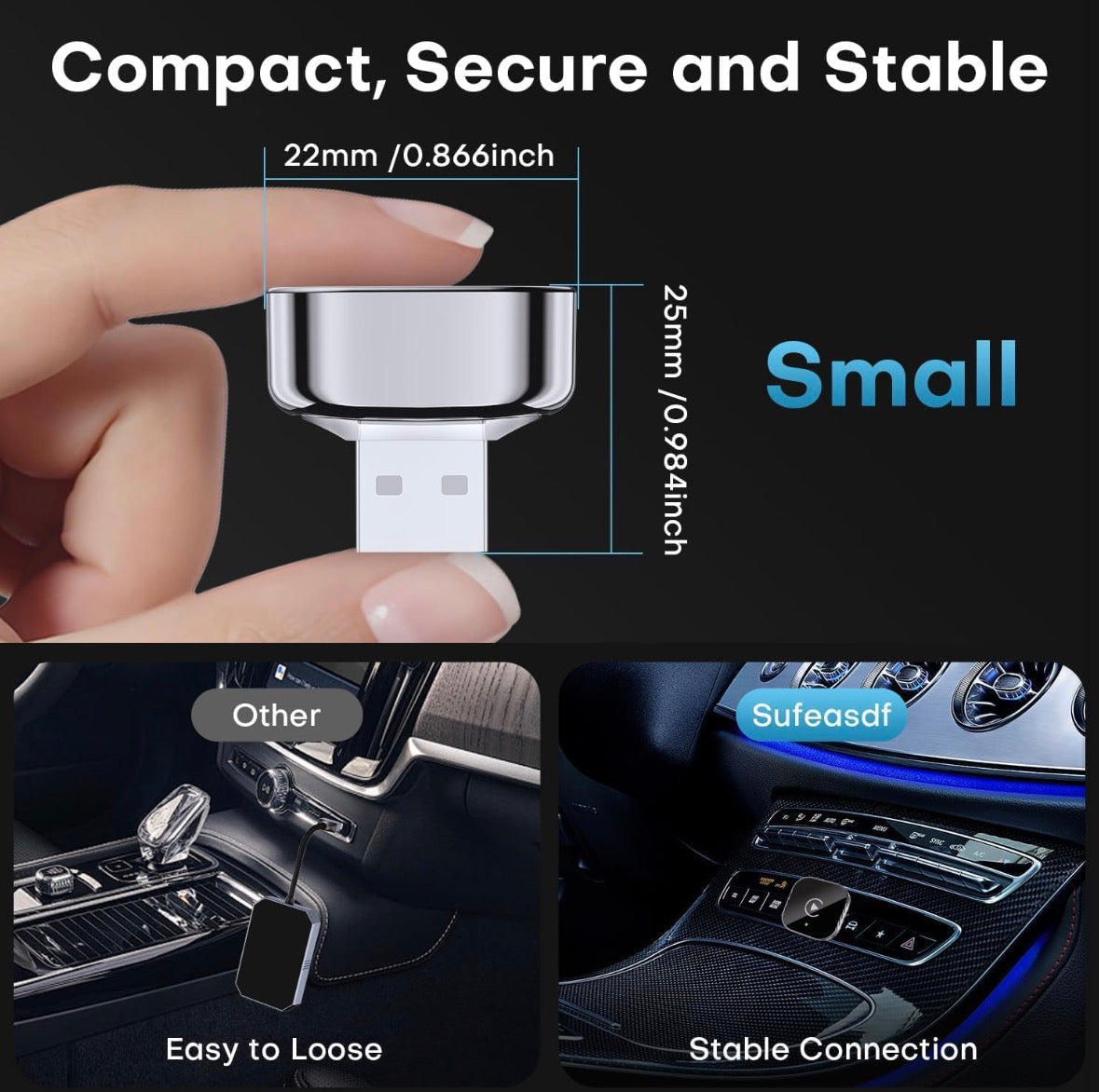 2025 Upgraded Wireless CarPlay Adapter,Effortlessly Convert Wired to Wireless CarPlay,Suitable for cars with carplay,Compatible with iPhone iOS 10+ & Android Auto,Mini&Stable Car Play Wireless Adapter